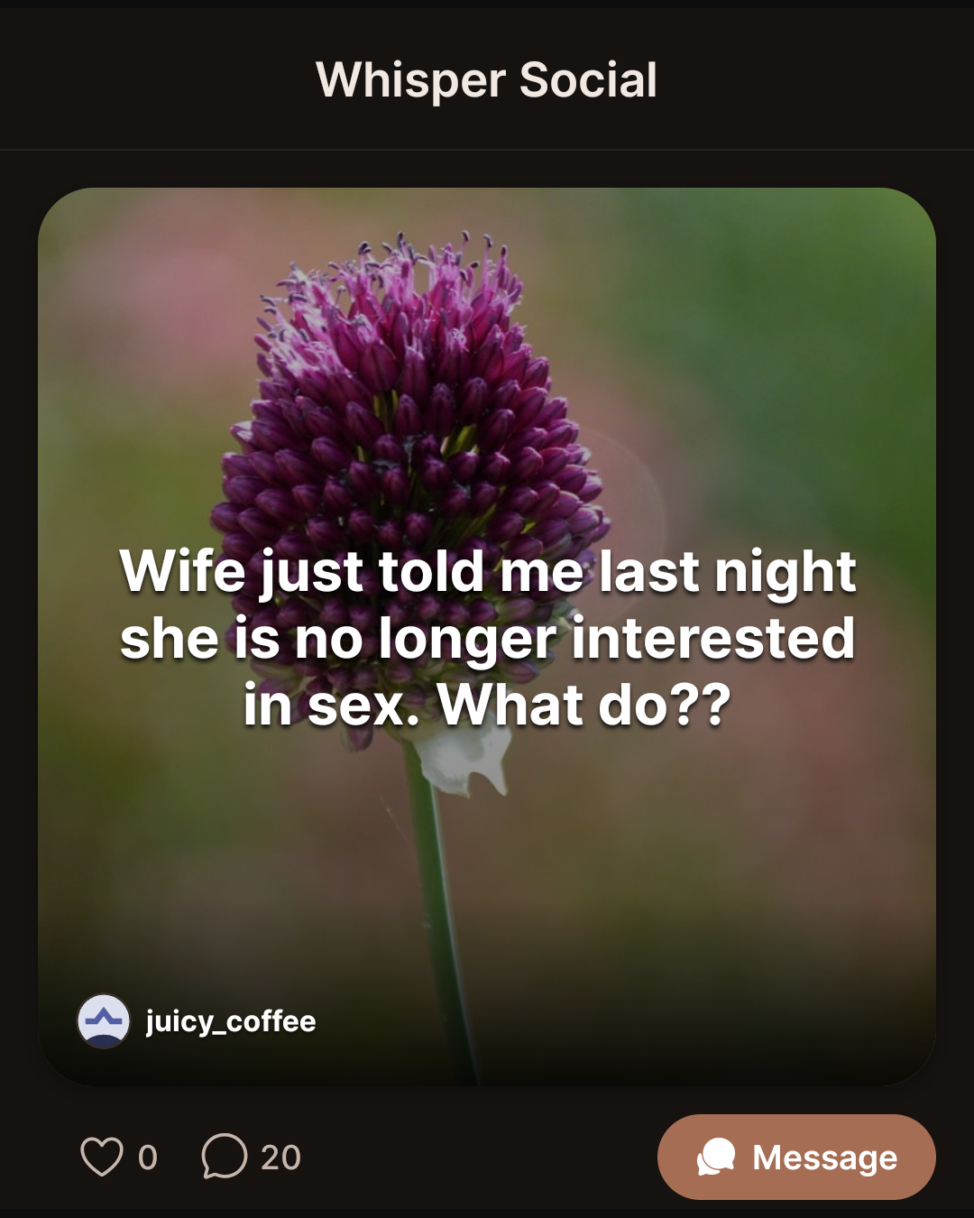 Wife just told me last night she is no longer interested in sex. What do??