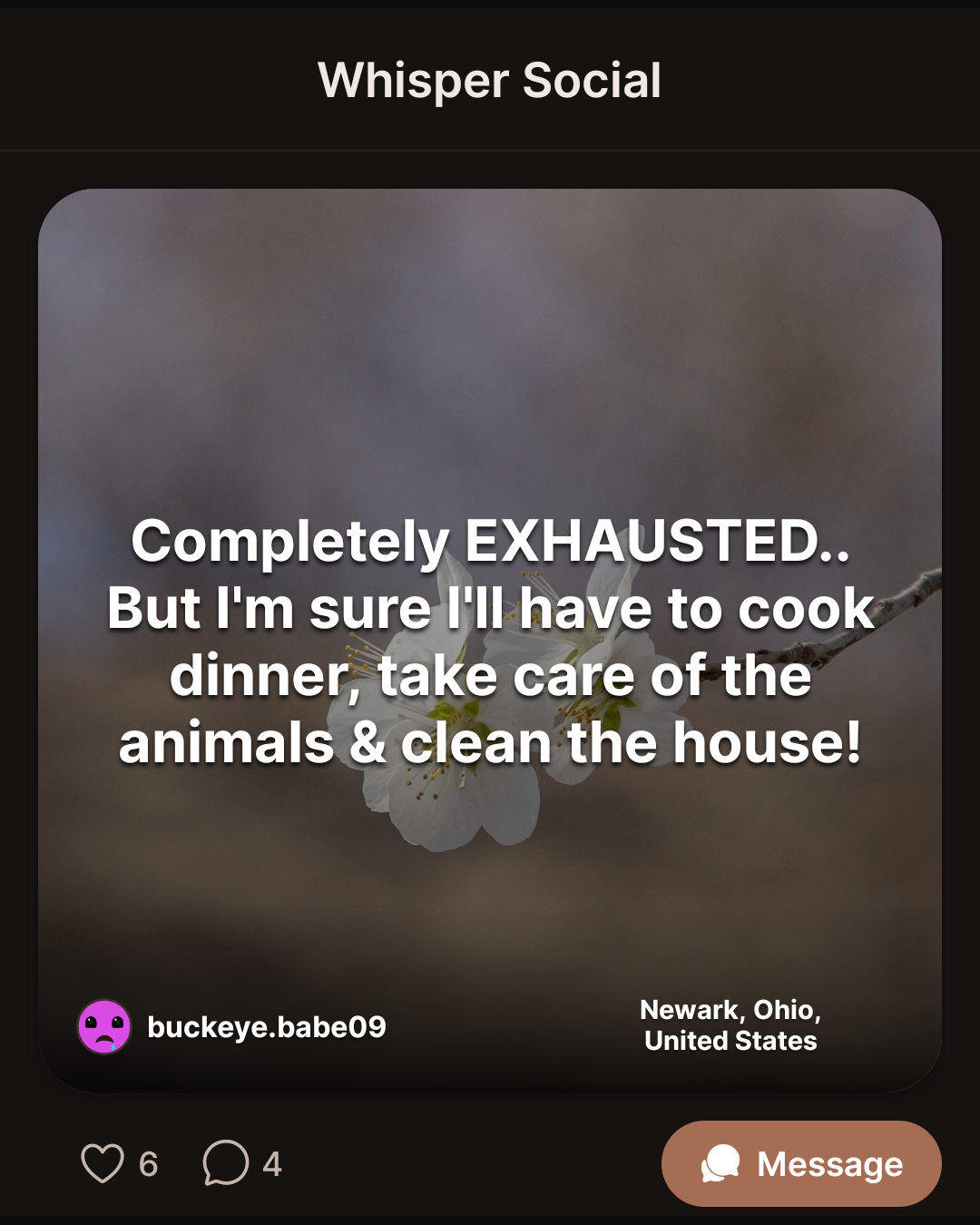 Completely EXHAUSTED.. But I’m sure I’ll have to cook dinner, take care of the animals & clean the house!