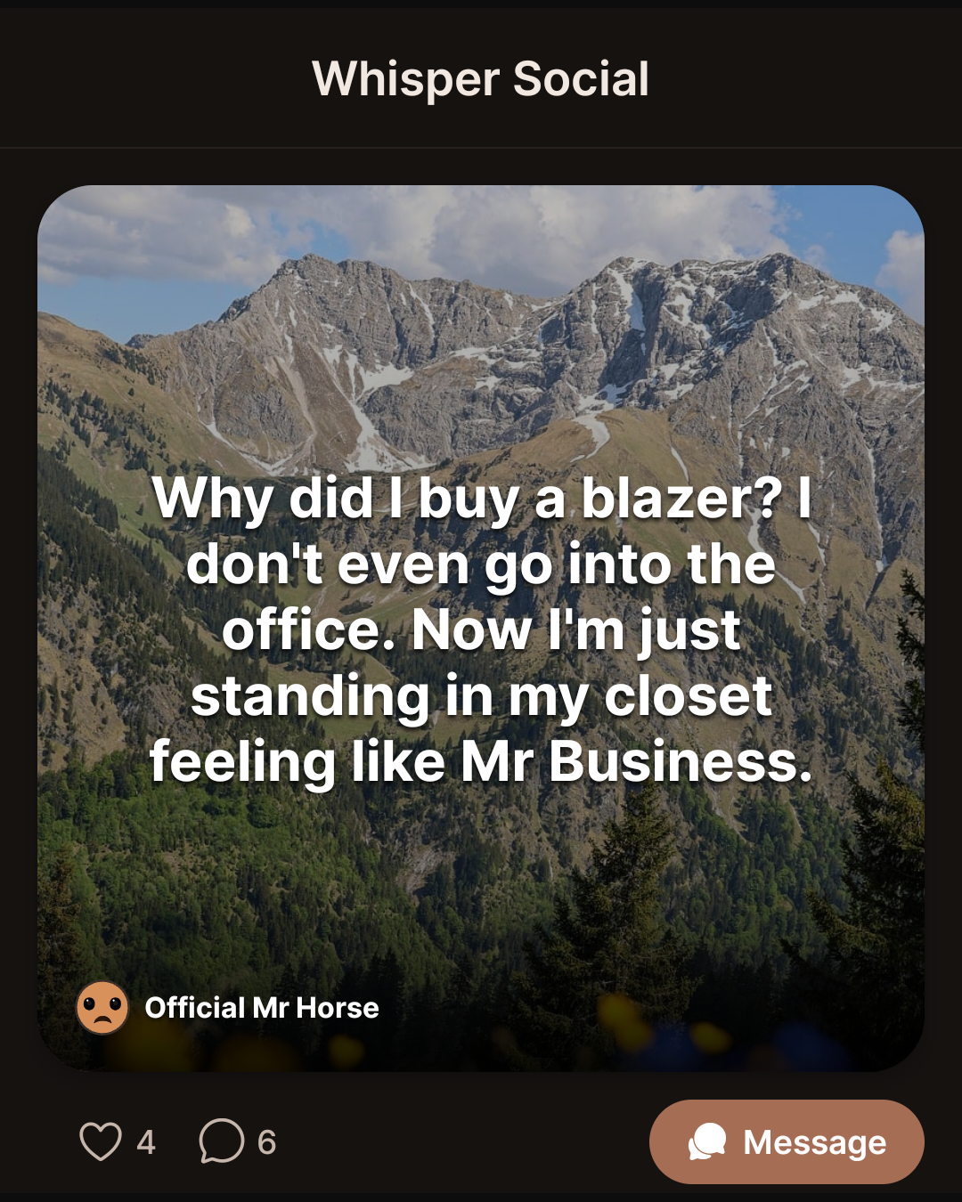 Why did I buy a blazer? I don’t even go into the office. Now I’m just standing…