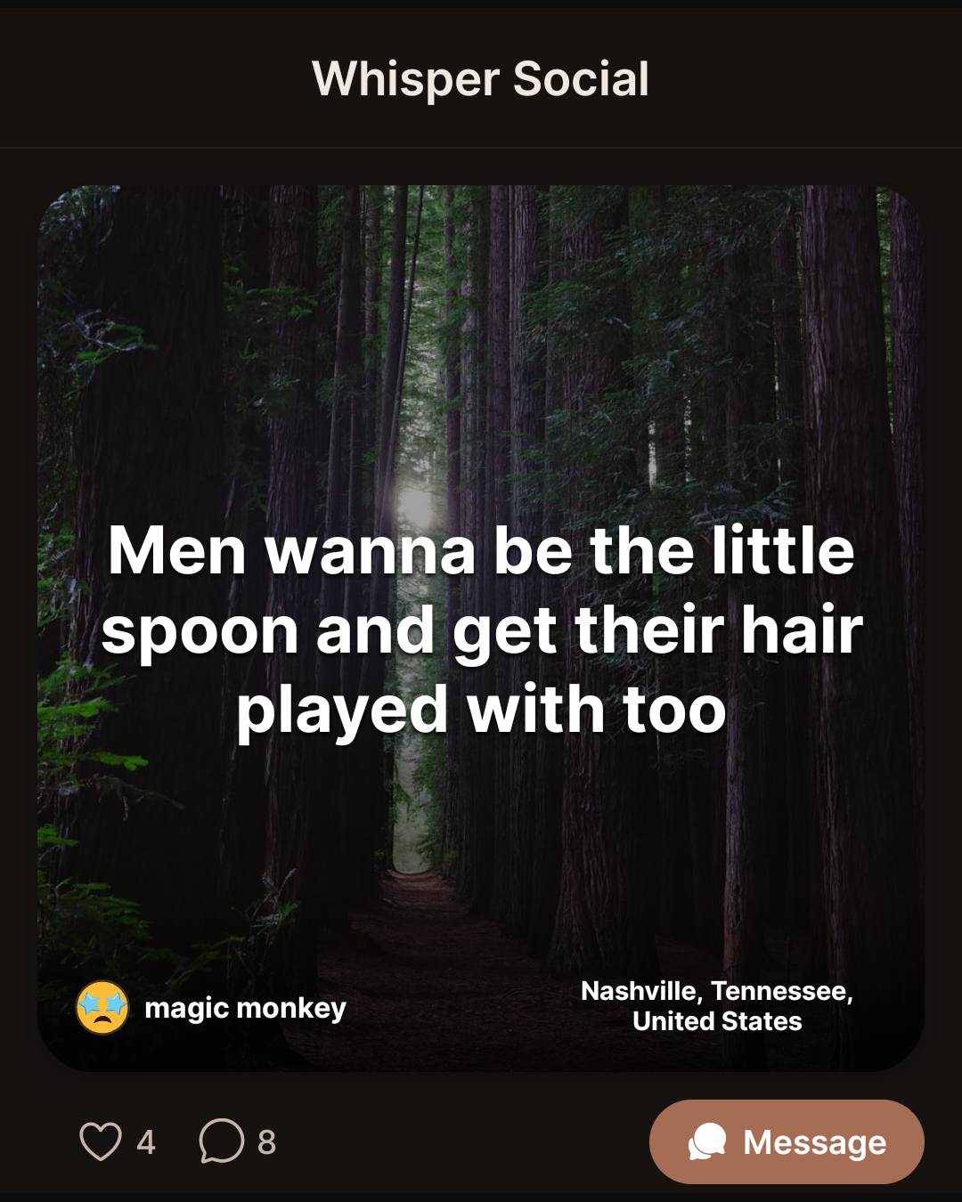 Men wanna be the little spoon and get their hair played with too