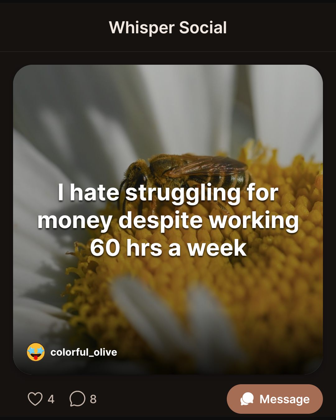 I hate struggling for money despite working 60 hrs a week