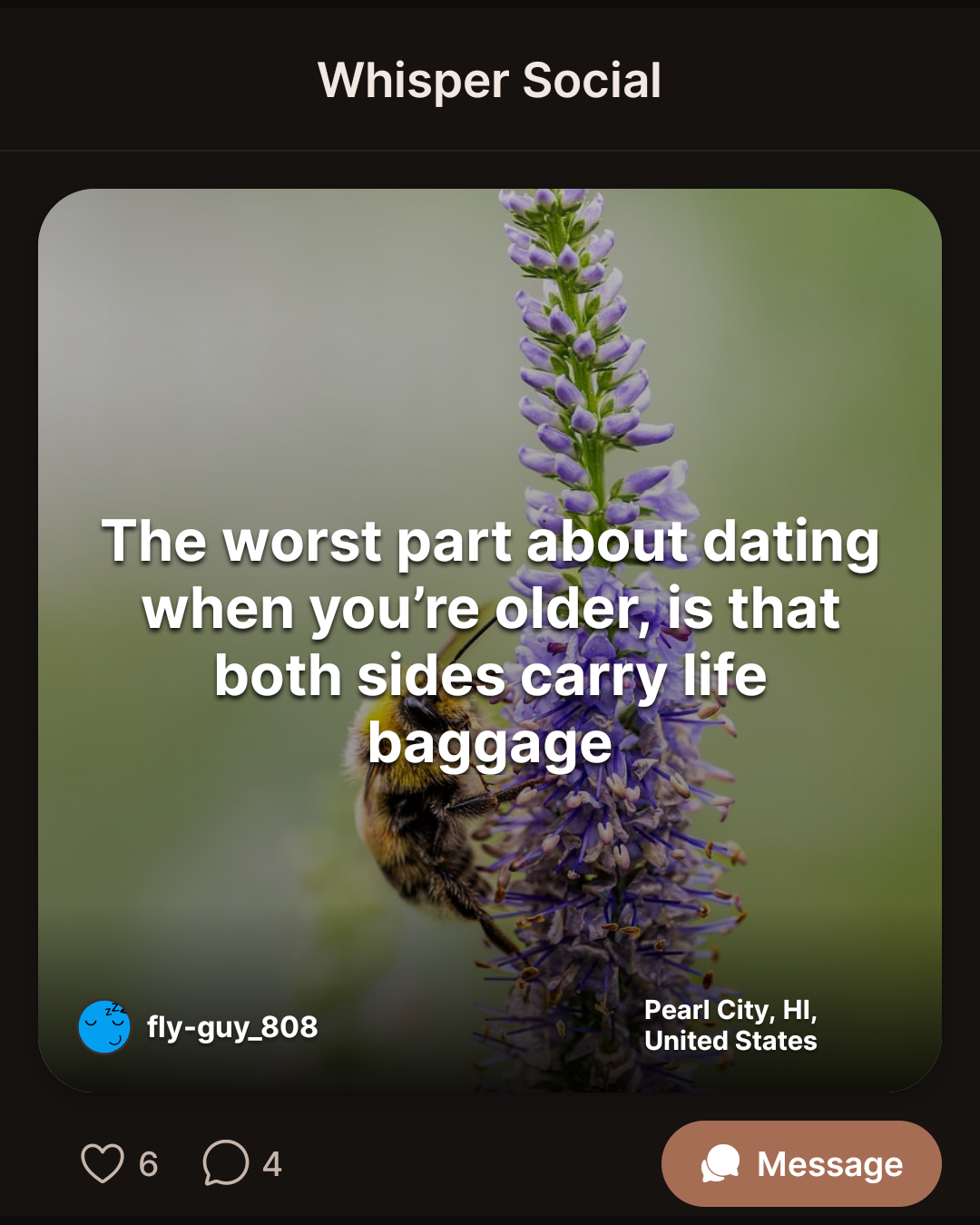 The worst part about dating when you’re older, is that both sides carry life baggage