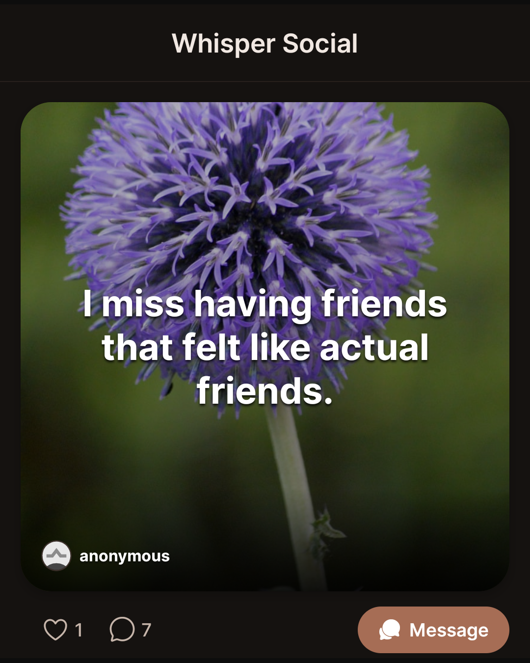 I miss having friends that felt like actual friends.