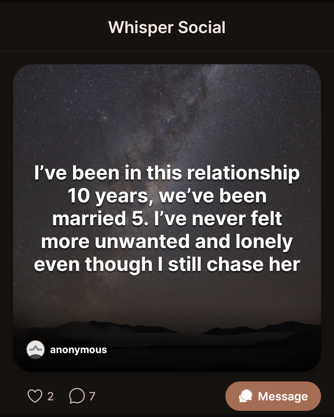 I’ve been in this relationship 10 years, we’ve been married 5. I’ve never felt more unwanted and lonely even though I still chase her