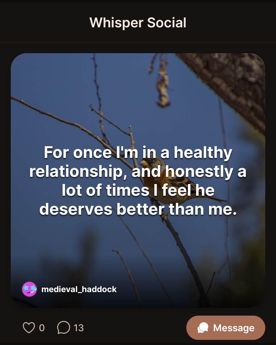 For once I’m in a healthy relationship, and honestly a lot of times I feel he…