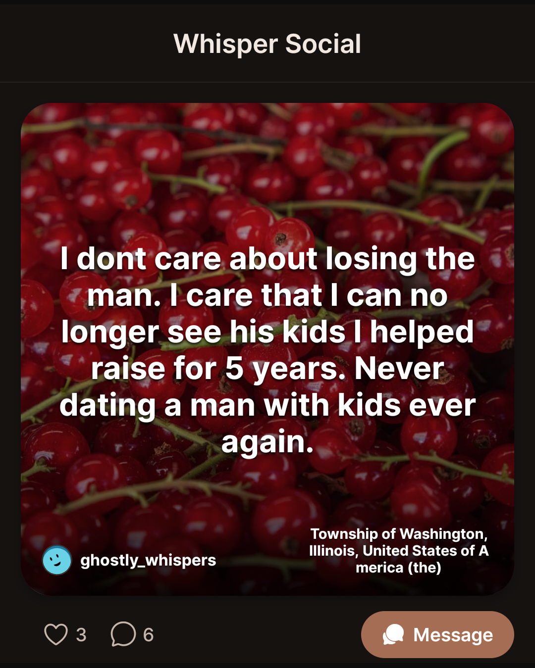 I dont care about losing the man. I care that I can no longer see his kids I helped raise for 5 years. Never dating a man with kids ever again.