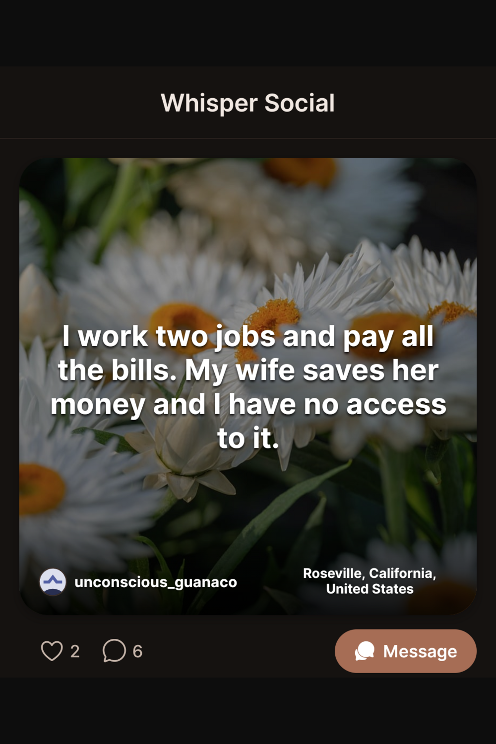 Trending anonymous confession on Whisper